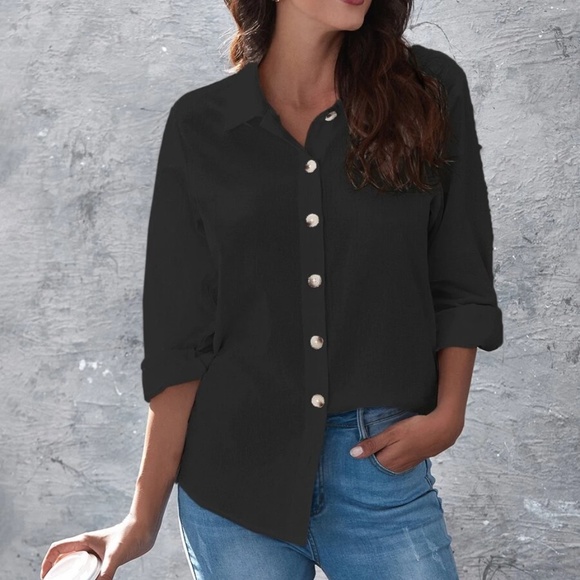 White Button down Boyfriend poplin Oversized Shirt - Picture 3 of 10